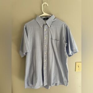Dover Arrow Men’s Short Sleeve Button Up Collared Shirt SZ 16.5 Blue Gingham